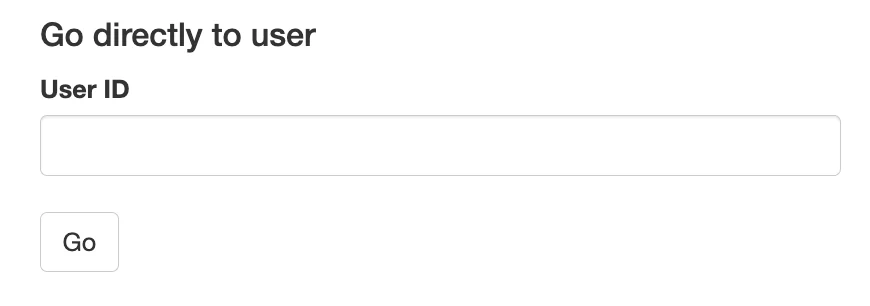 Go directly to user — User ID field with a Go button