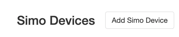 SIMO Devices header with Add SIMO Device button