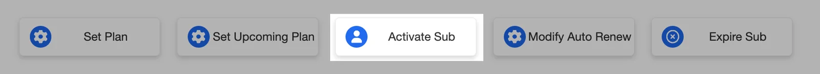 Action bar with Activate Sub highlighted