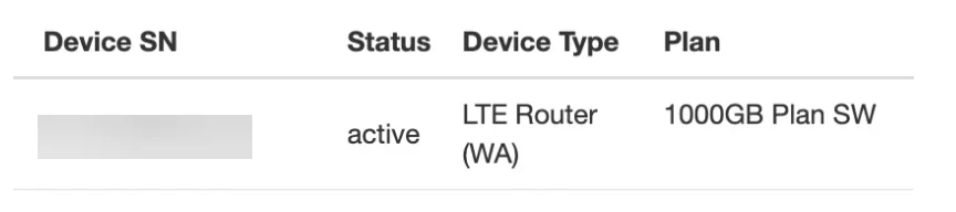 Search result row for an LTE Router device