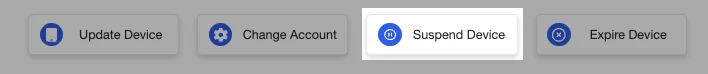 Device action bar with Suspend Device highlighted